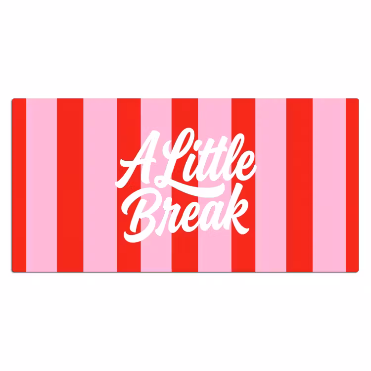 A Little Break - Strepen - Rood - Roze Muismat XXL klein -3d_leeg