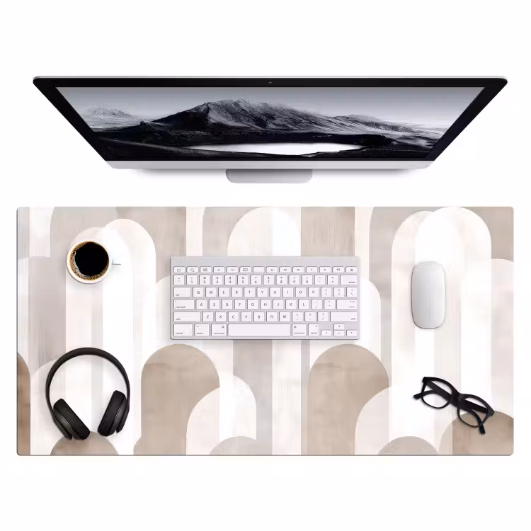 Abstracte bogen - Modern - Beige Muismat XXL klein -3d