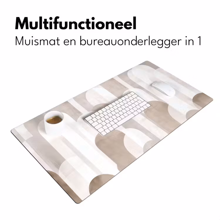 Abstracte bogen - Modern - Beige Muismat XXL klein -sfeer4