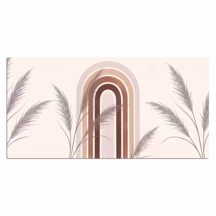 Abstract - Bogen - Plant - Boho - Beige Muismat XXL klein -3d_leeg