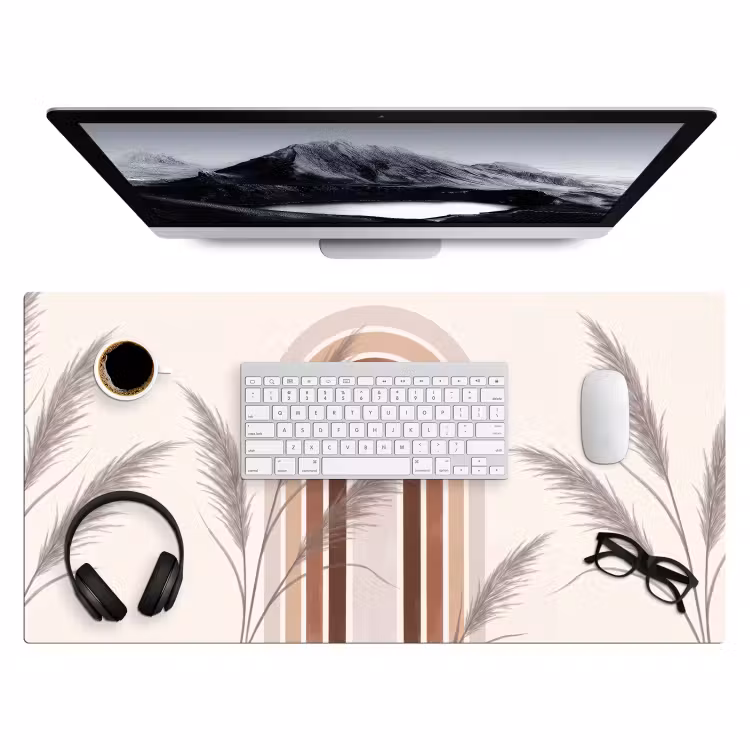 Abstract - Bogen - Plant - Boho - Beige Muismat XXL klein -3d
