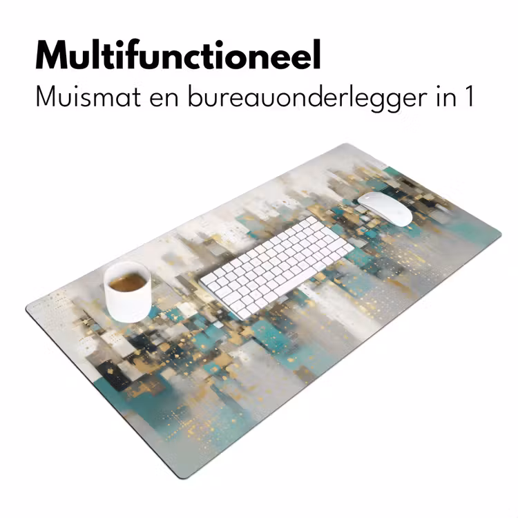 Abstract - Blokken - Goud - Skyline Muismat XXL klein -sfeer4