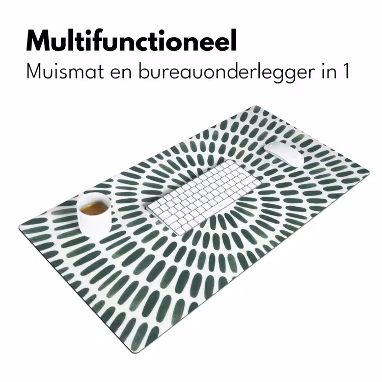 Abstract - Cirkel - Patroon - Modern - Groen Muismat XXL klein -sfeer4