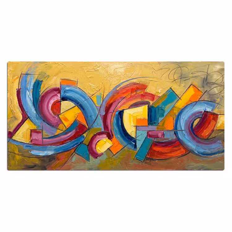 Abstract - Cirkels - Schilderij - Kleurrijk - Dynamisch Muismat XXL klein -3d_leeg