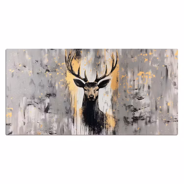 Abstract - Hert - Gewei - Goud Muismat XXL klein -3d_leeg