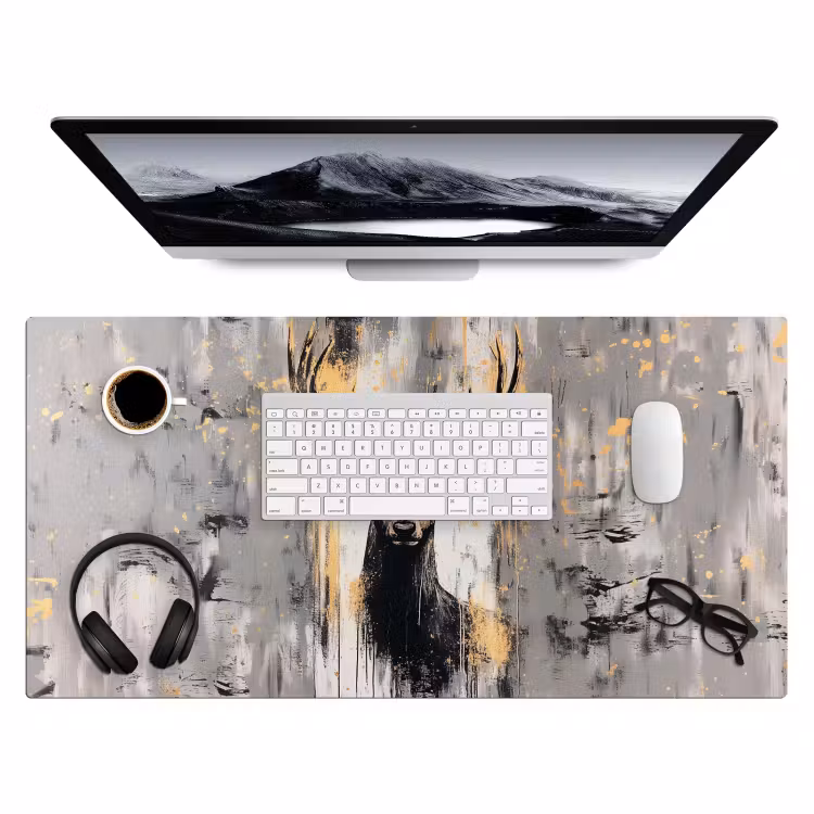 Abstract - Hert - Gewei - Goud Muismat XXL klein -3d