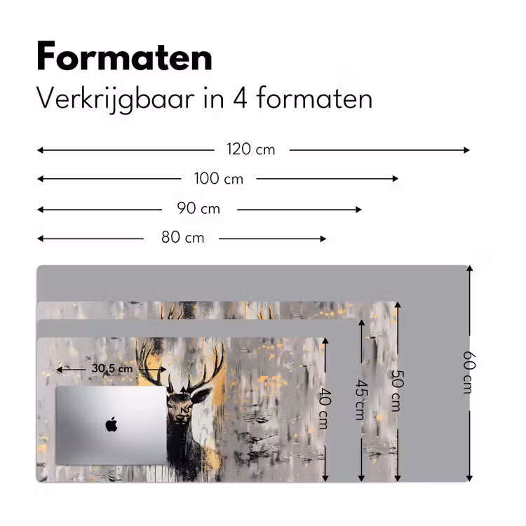 Abstract - Hert - Gewei - Goud Muismat XXL klein -sfeer5