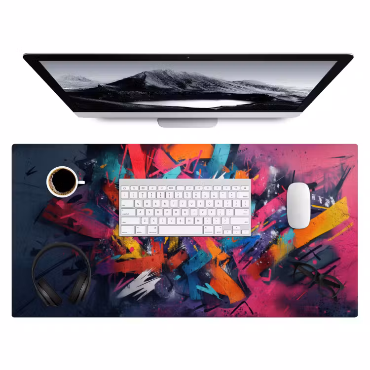 Abstract - Explosie - Neonkleuren Muismat XXL klein -3d