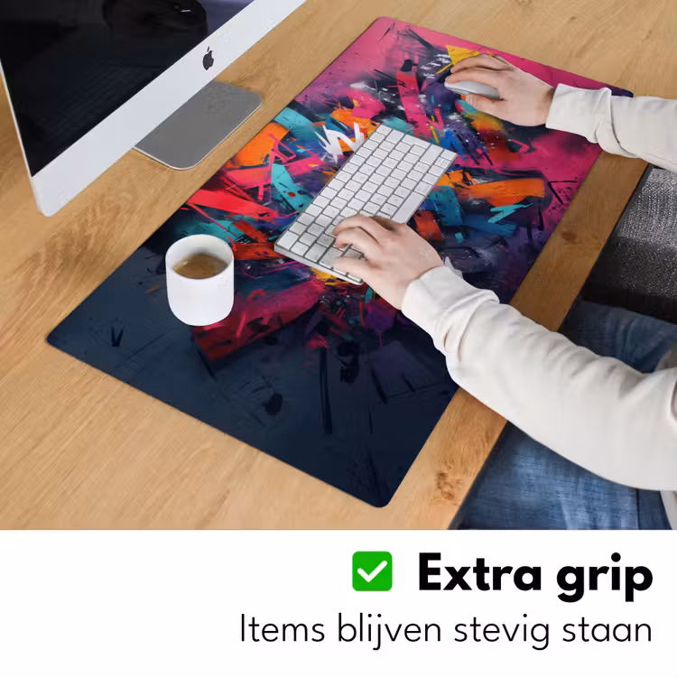 Abstract - Explosie - Neonkleuren Muismat XXL klein -sfeer3