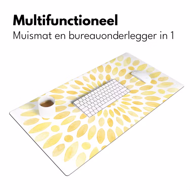 Abstract - Geometrisch - Stralend - Geel Muismat XXL klein -sfeer4