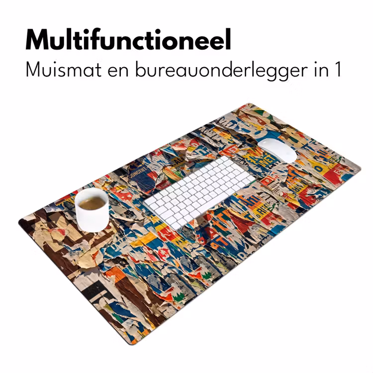 Abstract - Gelaagd papier - Urban - Modern - Kleurrijk Muismat XXL klein -sfeer4
