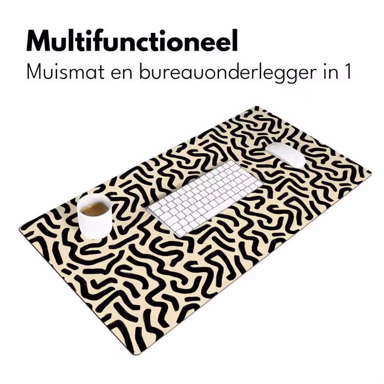 Abstract - Lijnen - Zwart Muismat XXL klein 681 -sfeer4