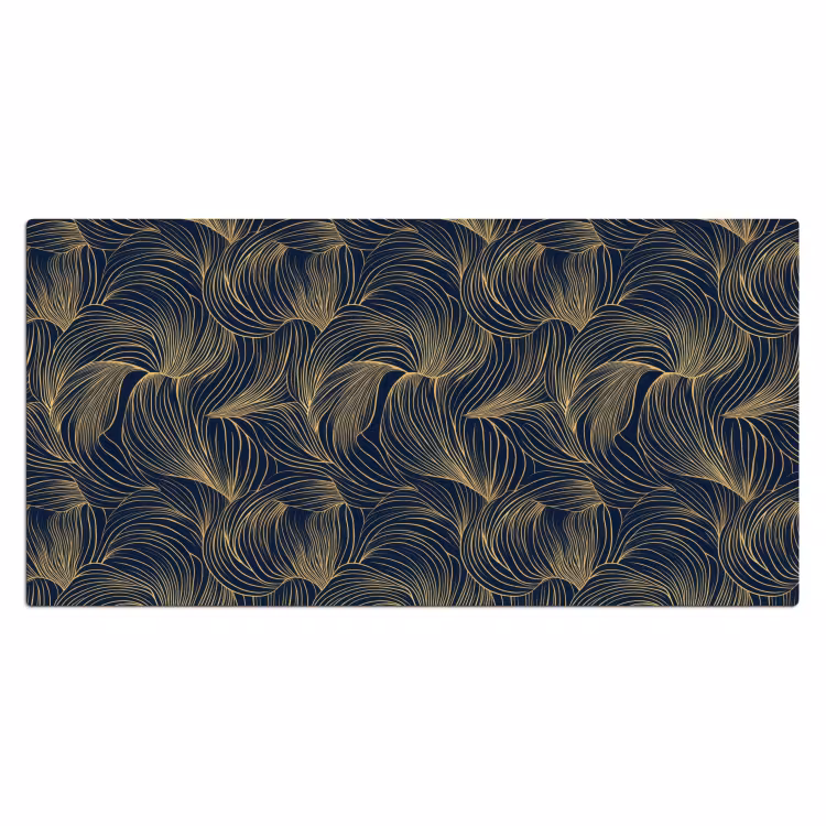 Abstract - Lijnen - Blauw - Goud Muismat XXL klein 681 -3d_leeg