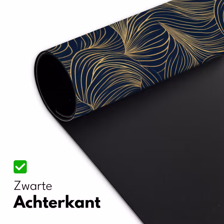Abstract - Lijnen - Blauw - Goud Muismat XXL klein 681 -sfeer2