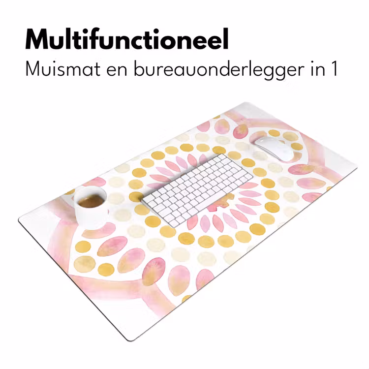Abstract - Mandala - Kunst - Modern - Roze Muismat XXL klein -sfeer4