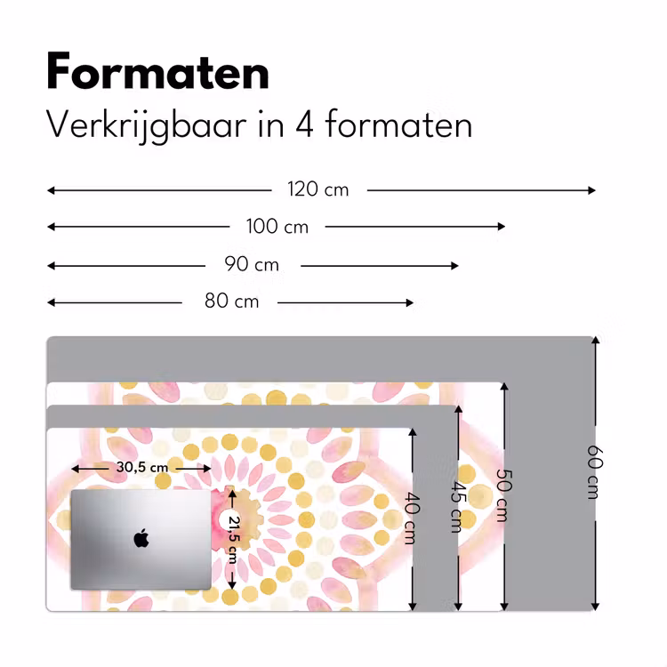 Abstract - Mandala - Kunst - Modern - Roze Muismat XXL klein -sfeer5
