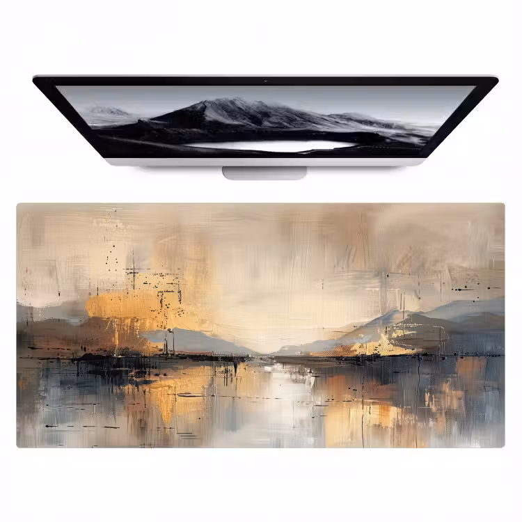 Abstract - Modern - Beige - Aesthetic - Goud Muismat XXL klein -zzz3d