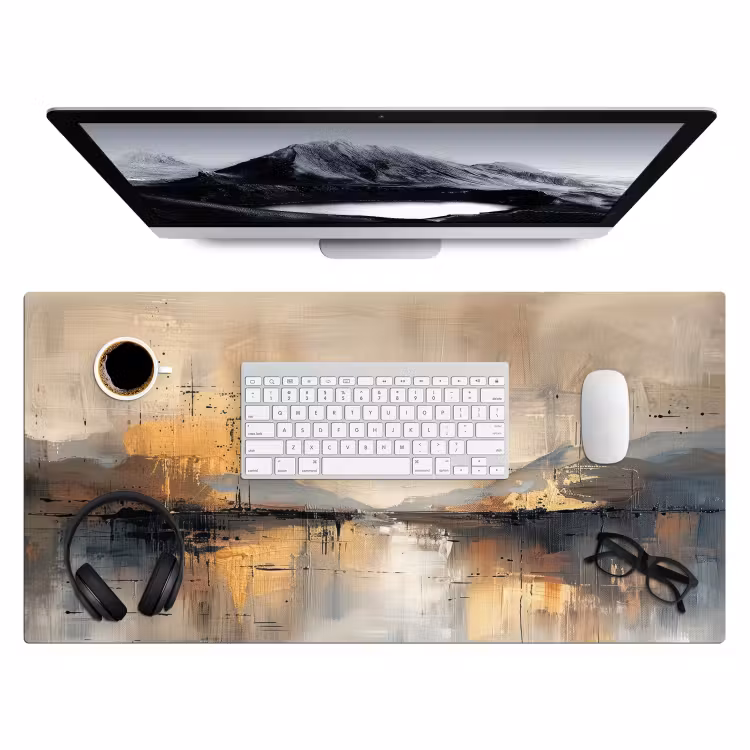 Abstract - Modern - Beige - Aesthetic - Goud Muismat XXL klein -3d
