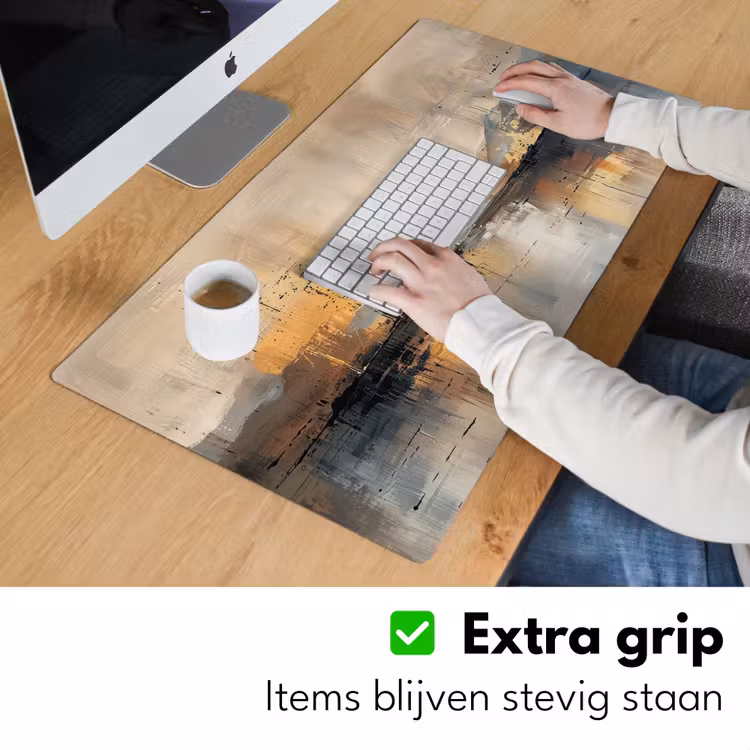 Abstract - Modern - Beige - Aesthetic - Goud Muismat XXL klein -sfeer3