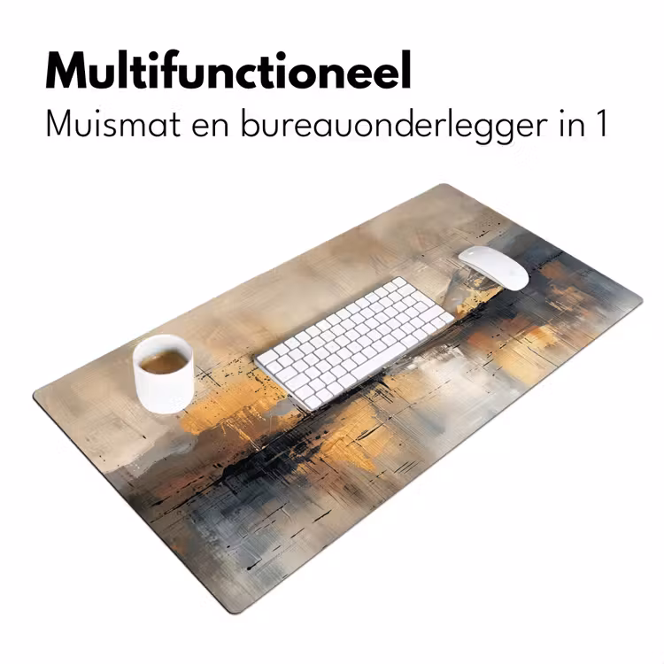 Abstract - Modern - Beige - Aesthetic - Goud Muismat XXL klein -sfeer4