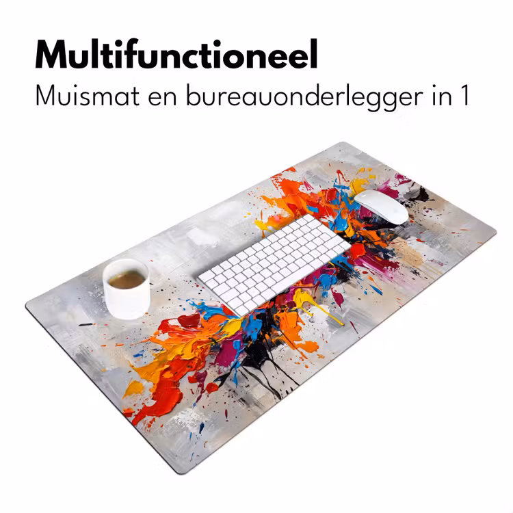 Abstract - Schilderij - Kleurrijk - Dynamisch Muismat XXL klein -sfeer4
