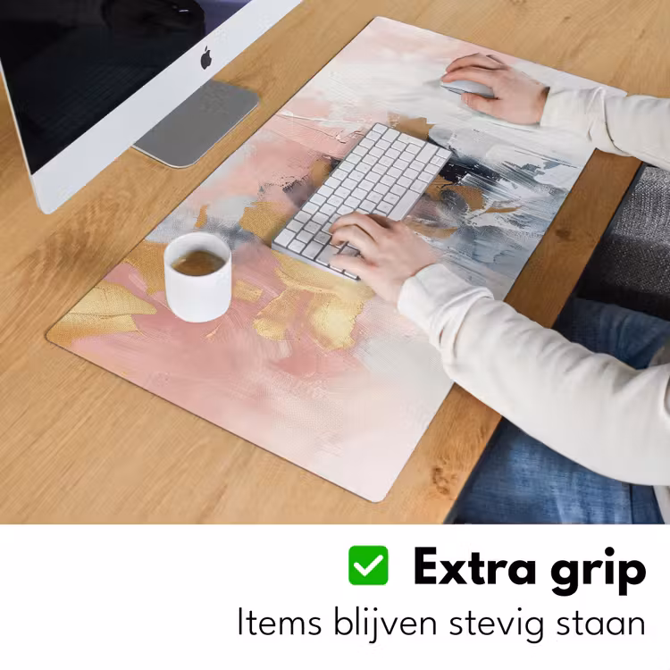 Abstract - Pastel kleuren - Goud - Modern - Aesthetic Muismat XXL klein -sfeer3