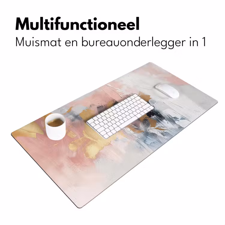 Abstract - Pastel kleuren - Goud - Modern - Aesthetic Muismat XXL klein -sfeer4