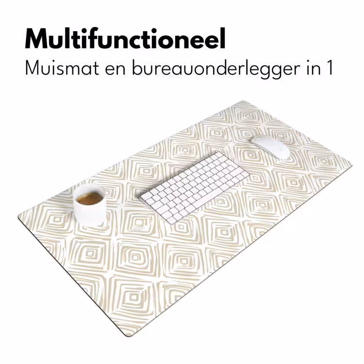 Abstract - Ruit - Beige Muismat XXL klein 681 -sfeer4
