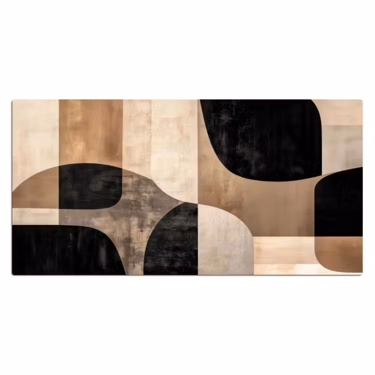 Abstract - Vlakken - Zwart - Rond Muismat XXL klein -3d_leeg