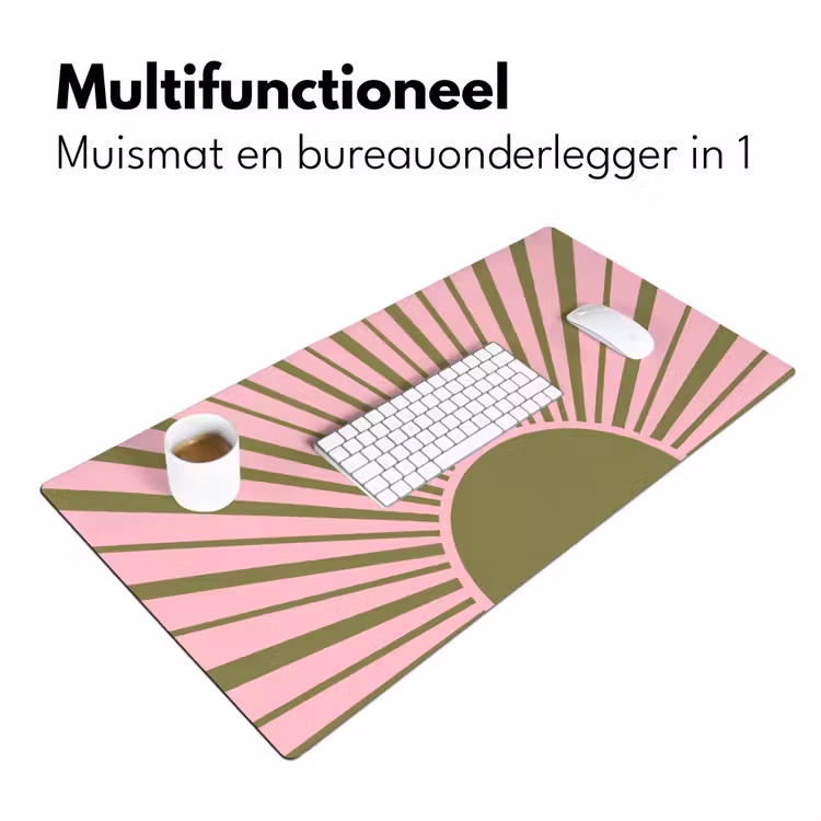 Abstract - Stralen - Grafisch - Roze - Groen Muismat XXL klein -sfeer4