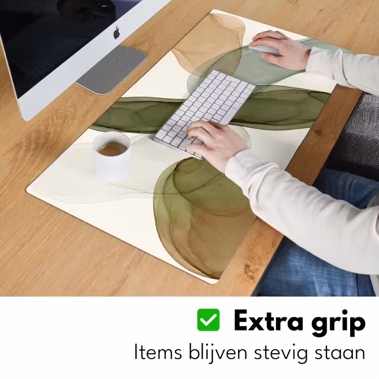 Abstract - Vormen - Modern - Kunst - Groen - Bruin Muismat XXL klein -sfeer3