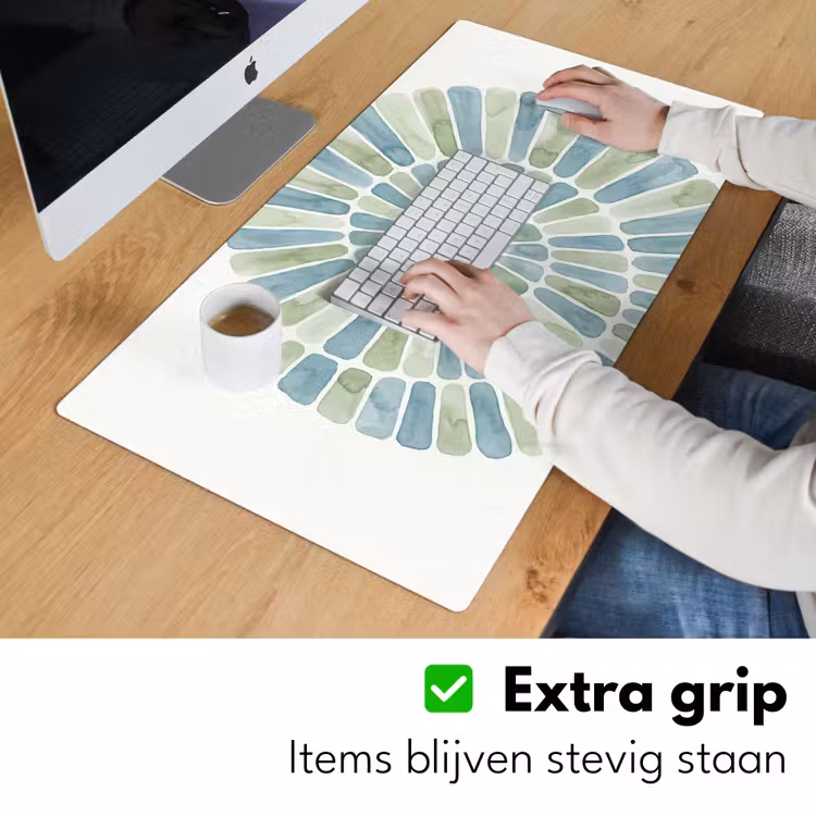 Abstract - Spiraal - Patroon - Modern - Blauw-Groen Muismat XXL klein -sfeer3