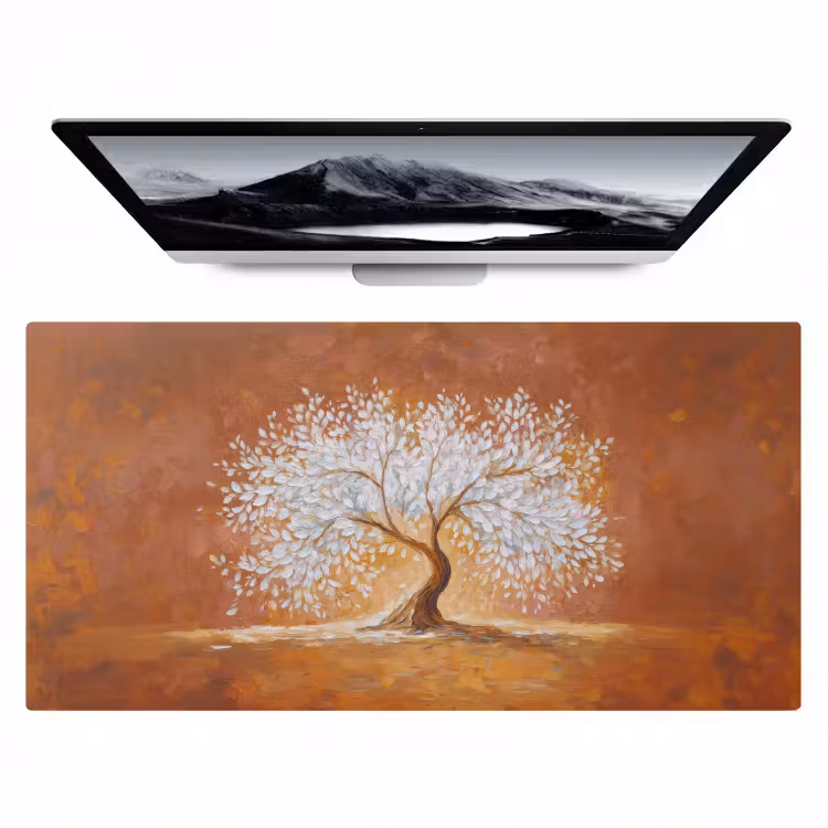 Abstract - Boom - Wit - Bladeren Muismat XXL klein -zzz3d