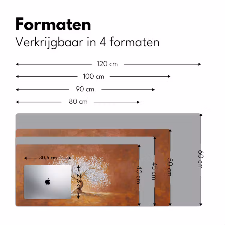Abstract - Boom - Wit - Bladeren Muismat XXL klein -sfeer5