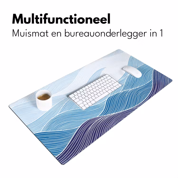 Abstract - Golven - Patroon - Blauw - Modern Muismat XXL klein -sfeer4