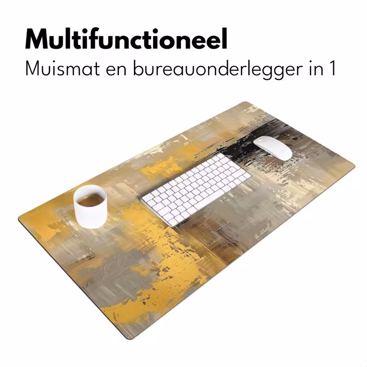Abstract - Geel - Modern - Beige Muismat XXL klein -sfeer4