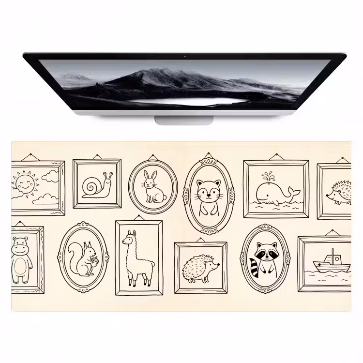 Dieren - Illustratie - Lijsten - Galerij - Speels Muismat XXL klein -zzz3d