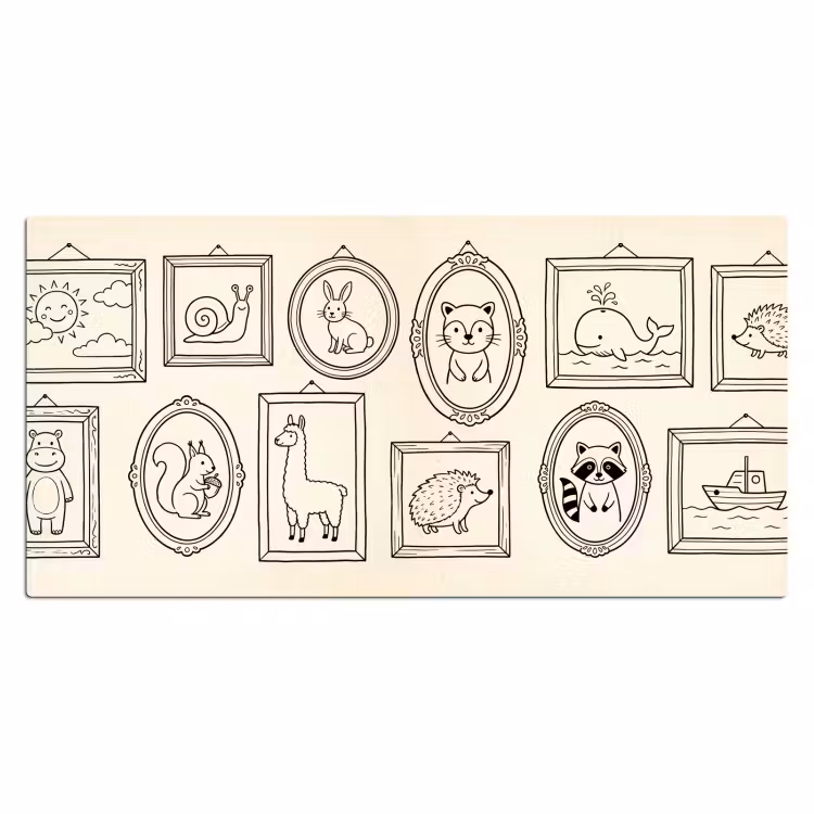Dieren - Illustratie - Lijsten - Galerij - Speels Muismat XXL klein -3d_leeg