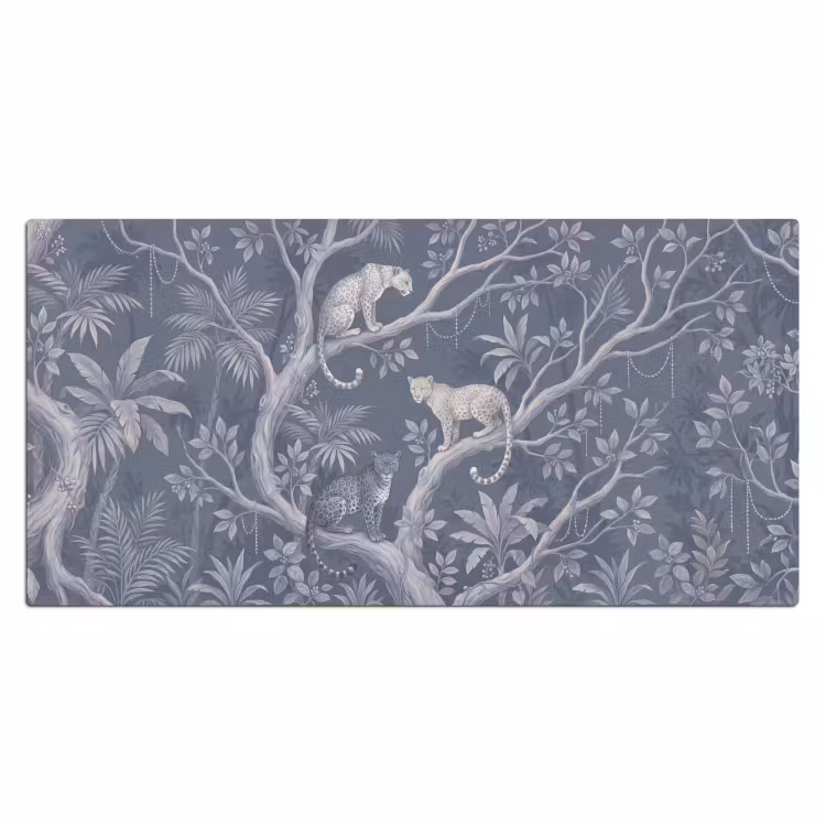 Dieren - Jungle - Illustratie - Bomen - Blauw Muismat XXL klein -3d_leeg