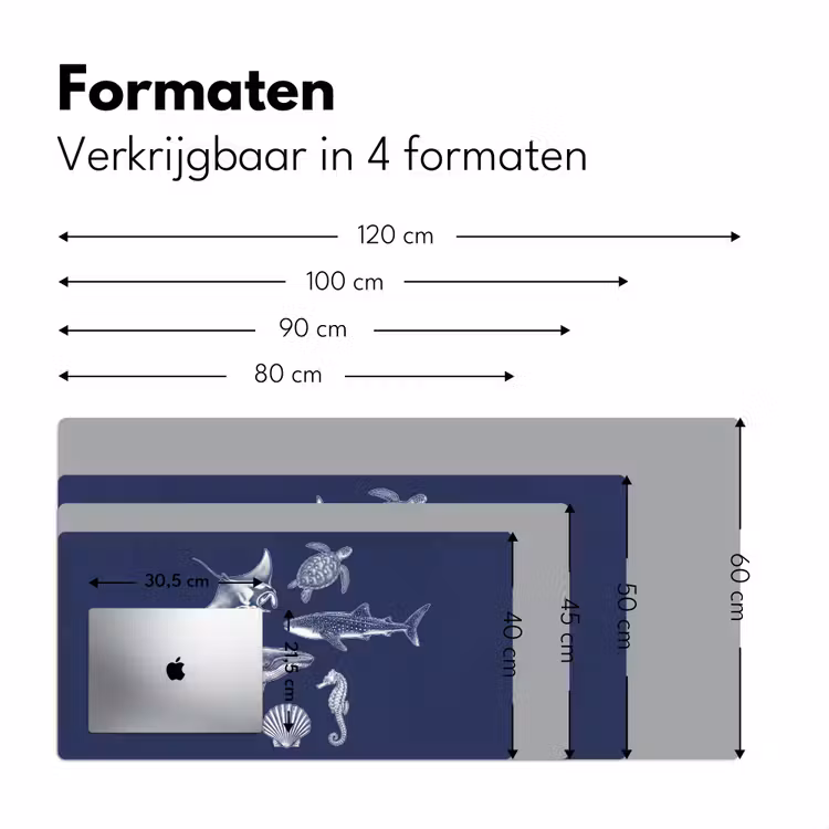 Dieren - Zeeleven - Oceaan - Graveren - Blauw Muismat XXL klein -sfeer5