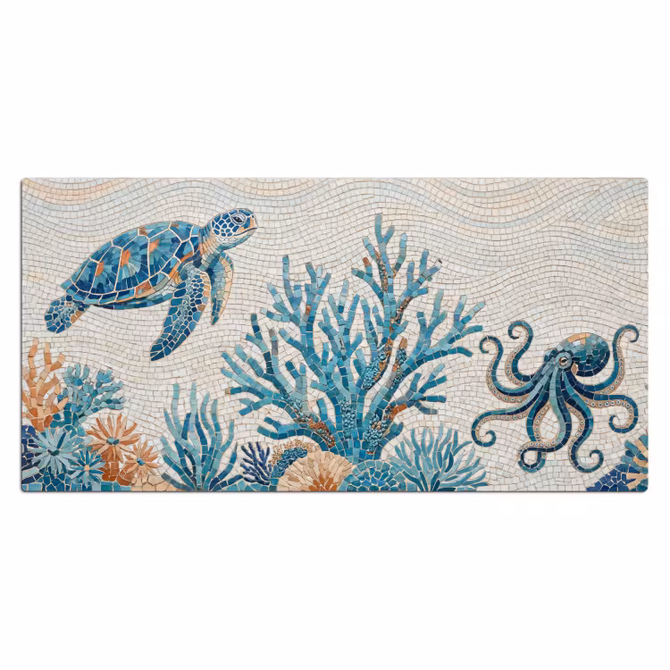 Dieren - Onderwater - Natuur - Mozaïek - Blauw Muismat XXL klein -3d_leeg
