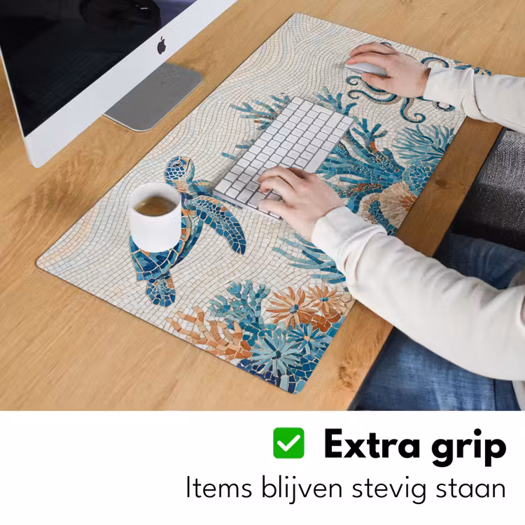 Dieren - Onderwater - Natuur - Mozaïek - Blauw Muismat XXL klein -sfeer3