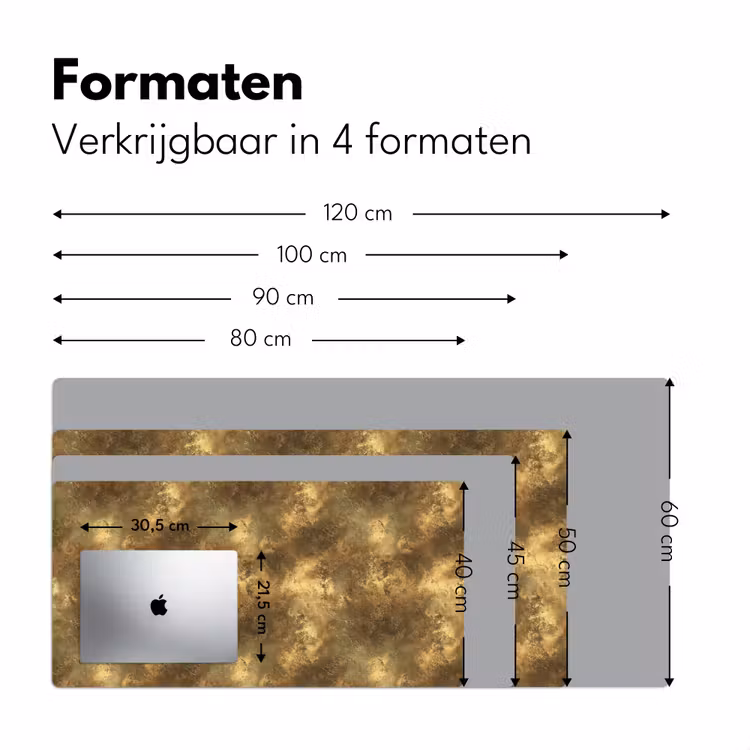 Antiek - Metaallook - Goud Muismat XXL klein 681 -sfeer5