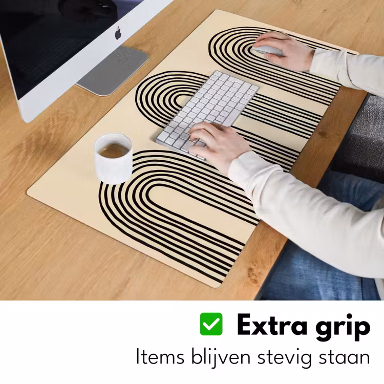Boogvormen - Zwart - Strak Muismat XXL klein -sfeer3