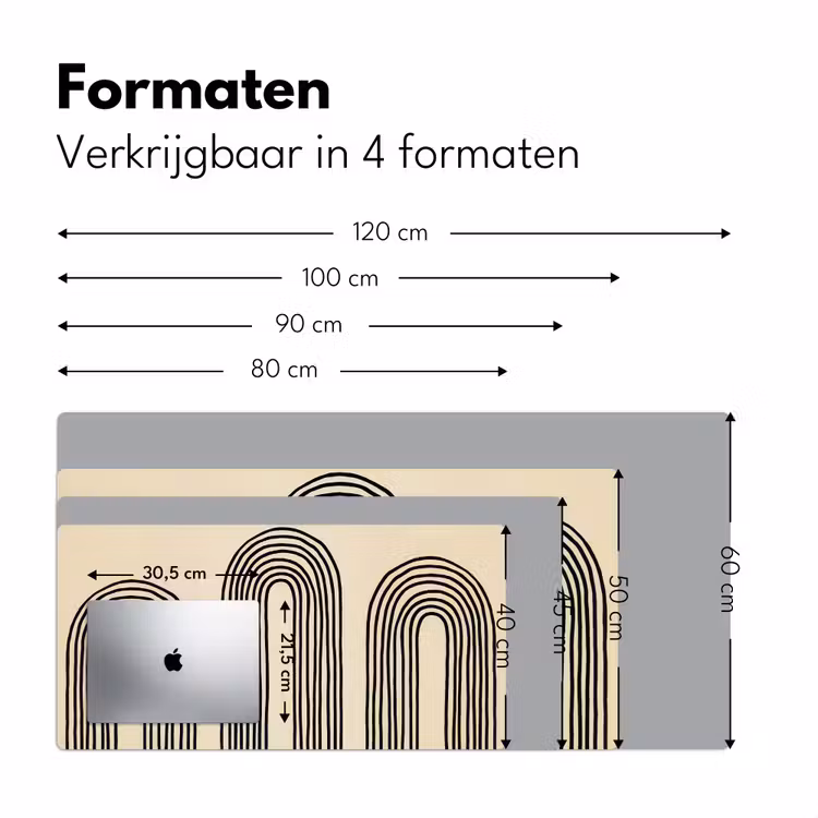 Boogvormen - Zwart - Strak Muismat XXL klein -sfeer5