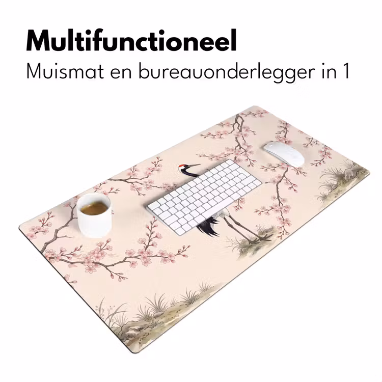 Aziatisch - Kraanvogel - Beige Muismat XXL klein -sfeer4