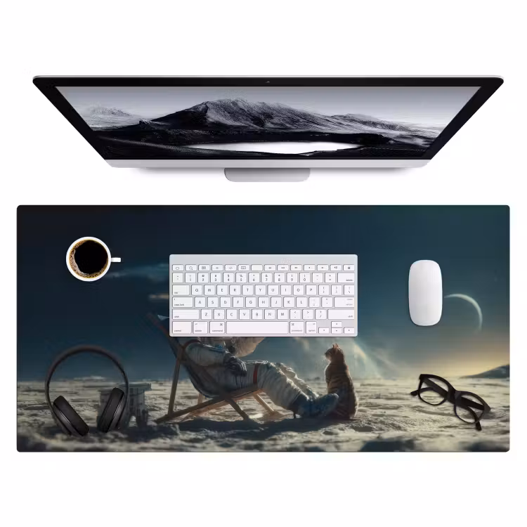 Astronaut - Kat - Glas - Stoel Muismat XXL klein -3d