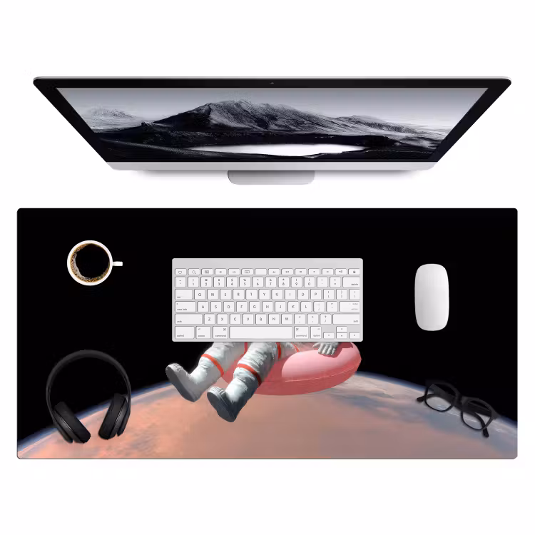 Astronaut - Flamingo - Zwemband - Roze Muismat XXL klein -3d