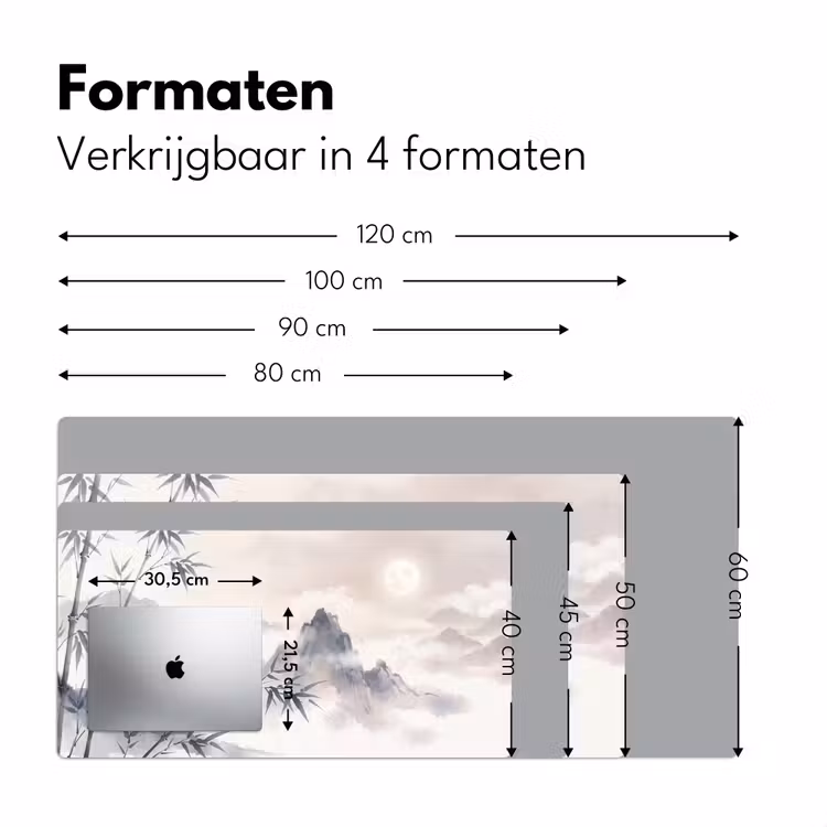 Bamboe - Azië - Grijs Muismat XXL klein -sfeer5