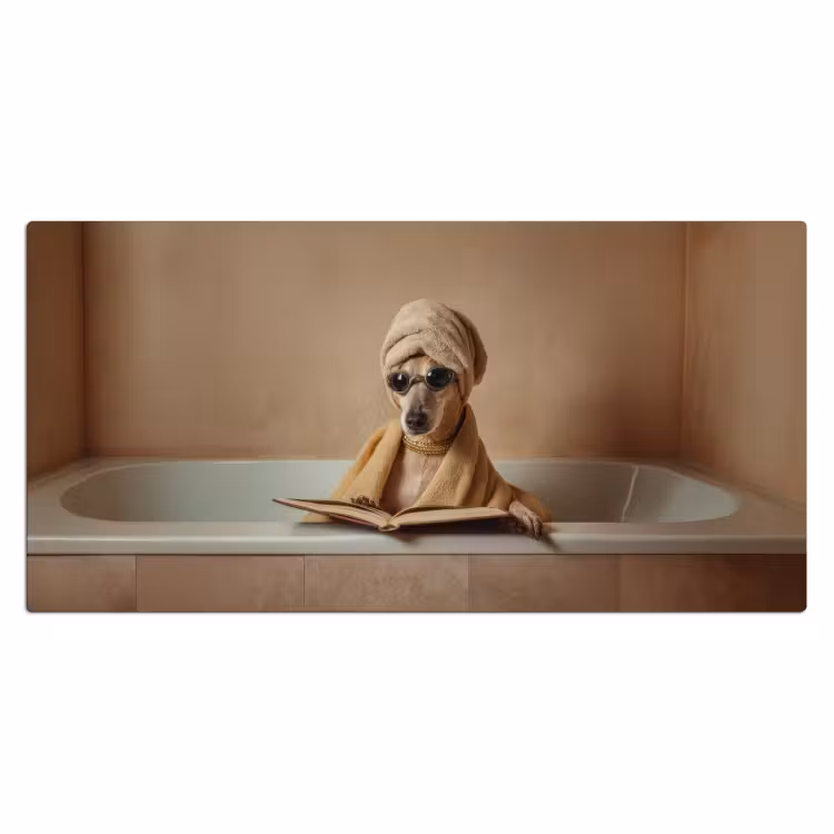 Bad - Hond - Boek - Zonnebril Muismat XXL klein -3d_leeg